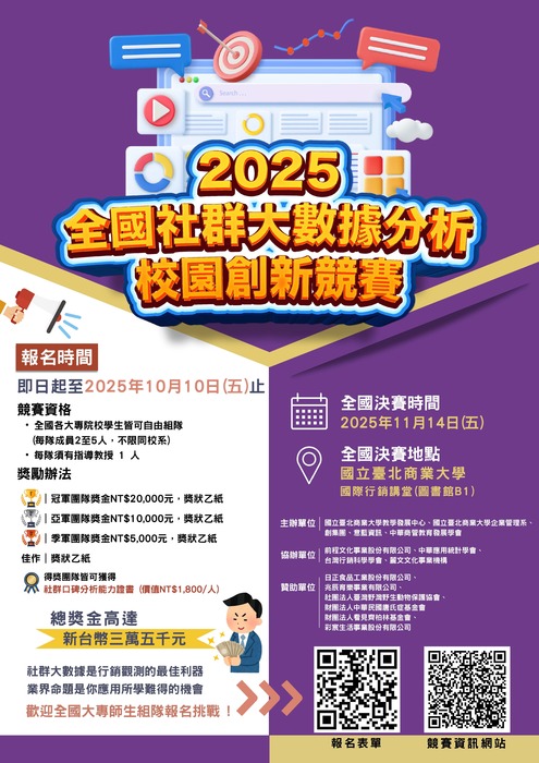 【競賽】2025全國社群大數據分析校園創新競賽圖片