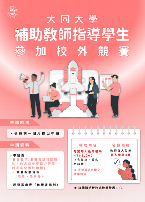【校外競賽】補助教師指導學生參加校外競賽，歡迎師長踴躍申請。圖片